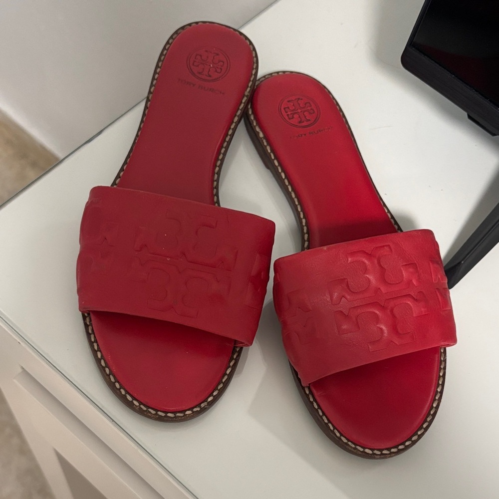 Tory Burch Bold Red Slide Sandals